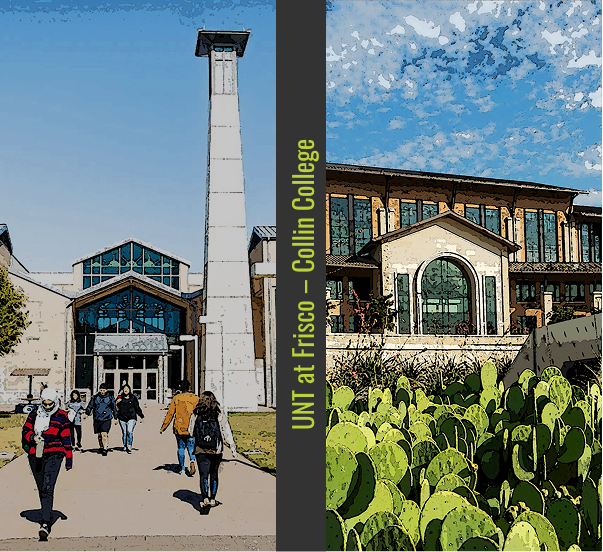 Decorative image: Collin Collage and UNT at Frisco campuses
