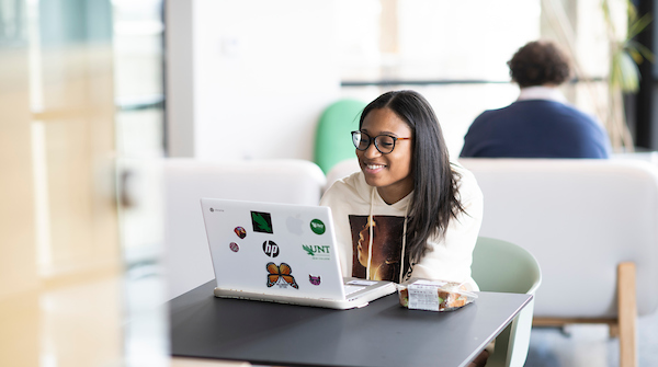 student looking at computer